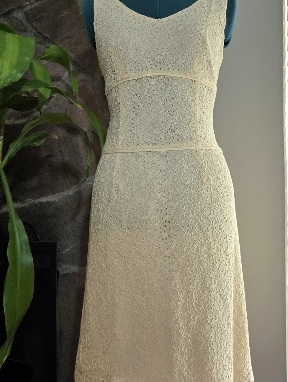 Vintage Lace Twee Cocktail Dress with Lace Up Back 80s 90s